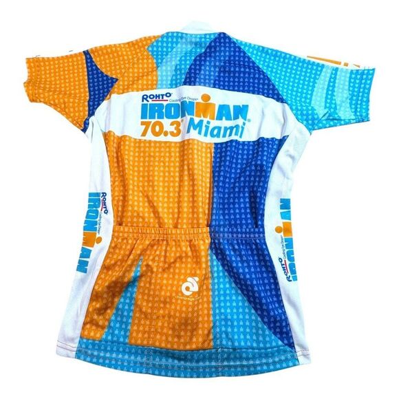 Ironman 70.3 Miami Cycling Jersey S Champ-Sys Polyester Athletic Fit Blue Orange - Picture 5 of 6